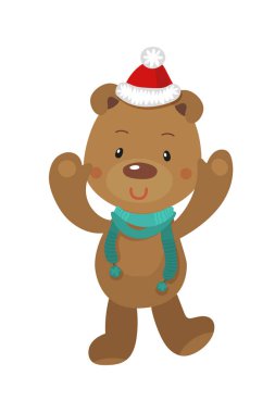 Sevimli Noel ayı. Beyaz arka plan üzerinde vektör çizim.