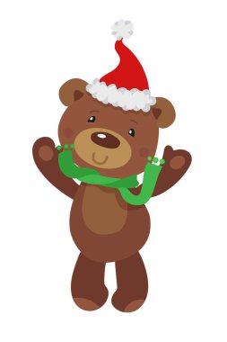 Sevimli Noel ayı. Beyaz arka plan üzerinde vektör çizim