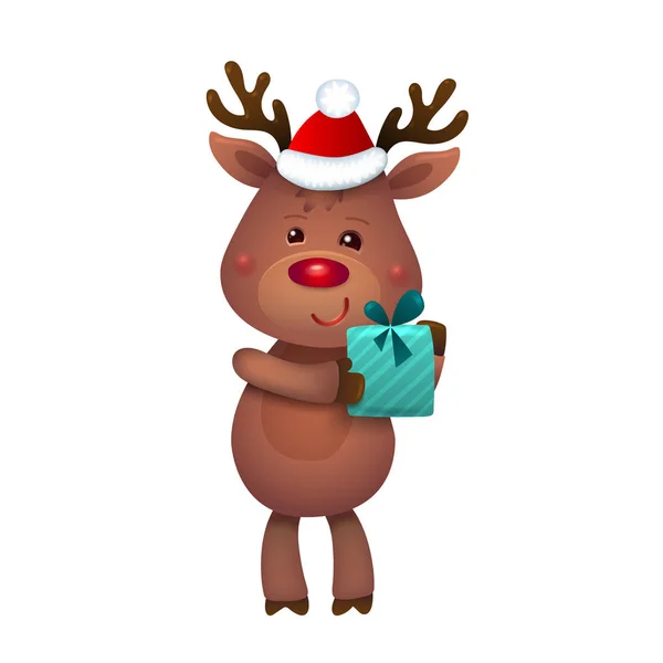 Rena Pai Natal Rudolph Ilustrações Vetoriais Rena Rudolf Isolado Fundo — Vetor de Stock