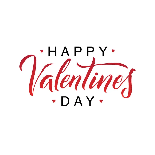 Happy Valentines Day zwart en rood belettering wit achtergrond. Wenskaart — Stockvector