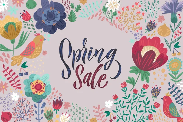 Spring Sale Trendy Script Lettering Design Spring Sale Vector Illustration — Stock Vector