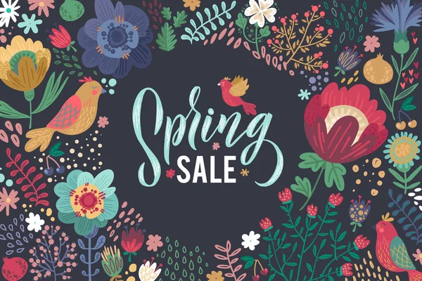 Spring Sale Trendy Script Lettering Design Spring Sale Vector Illustration — Stock Vector