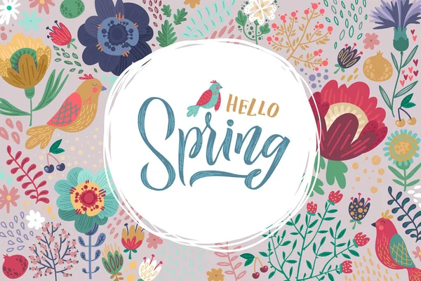 Hello Spring Trendy Script Lettering Design Spring Sale Vector Illustration — Stock Vector