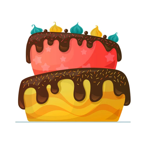 Gâteau d'anniversaire au chocolat. Illustration vectorielle sur fond blanc — Image vectorielle