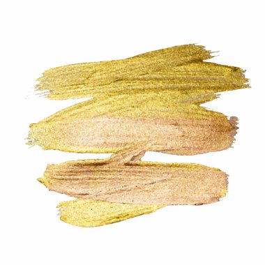 Altın Doku Boya Leke İllüstrasyon. Elle çizilmiş fırça darbesi tasarım elemanları. Soyut altın ışıltılı dokulu sanat illüstrasyon