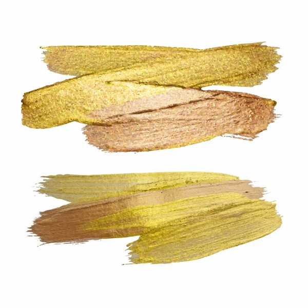 Gold Texture Paint Set de vopsea Ilustrație. Trase de mână perie stro — Vector de stoc