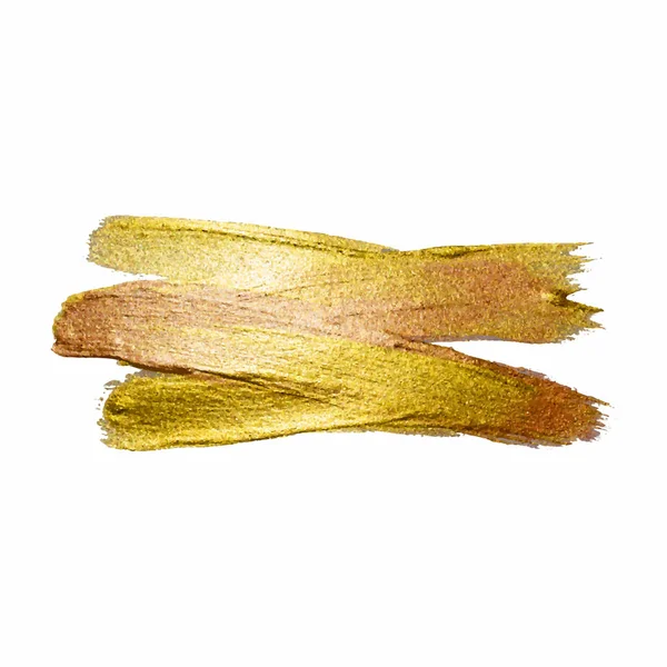 Ilustração da mancha da pintura da textura do ouro. Elementos de design de pincel desenhado à mão. ilustração arte texturizada brilhante ouro abstrato — Vetor de Stock