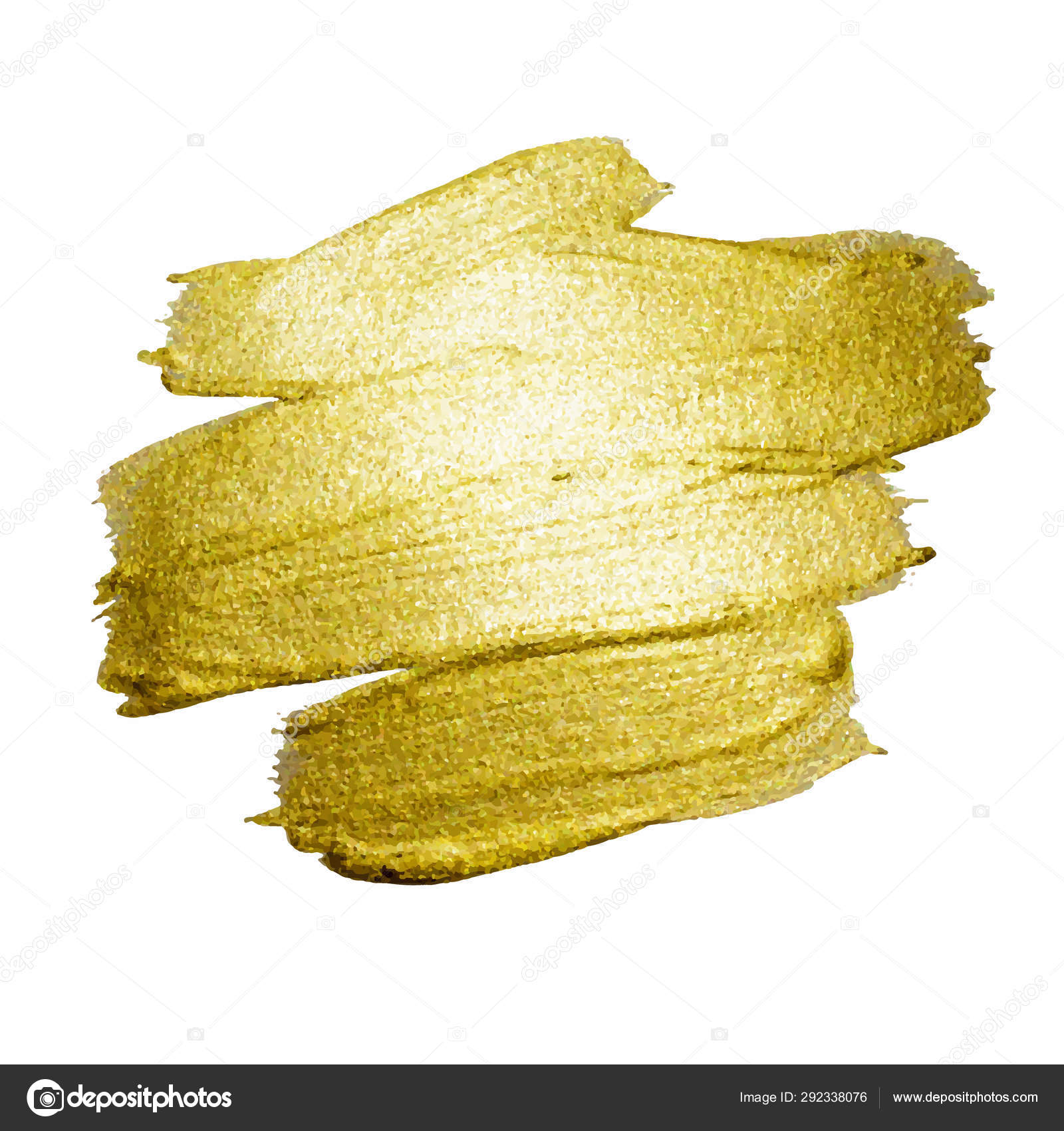Gold Texture Paint Stain Illustration. Hand drawn brush stroke design