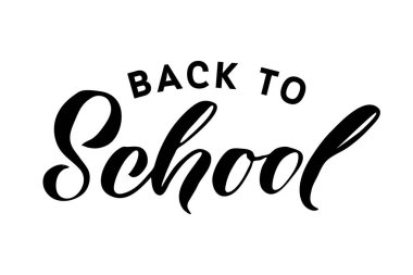 Beyaz arka planda izole edilmiş okul vektör kaligrafi çizimine geri dönelim. Afiş, rozet, kartpostal, t-shirt için tipografi