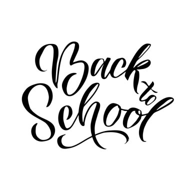 Beyaz arka planda izole edilmiş okul vektör kaligrafi çizimine geri dönelim. Afiş, rozet, kartpostal, t-shirt için tipografi
