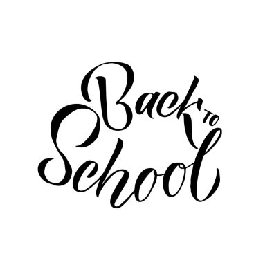 Beyaz arka planda izole edilmiş okul vektör kaligrafi çizimine geri dönelim. Afiş, rozet, kartpostal, t-shirt için tipografi