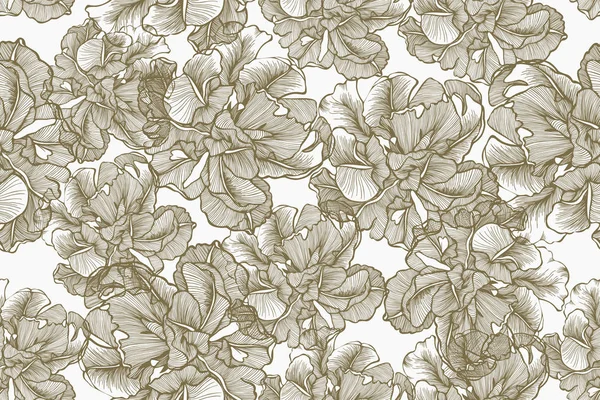 Tulipas douradas, padrão floral sem costura. Ilo vectorial desenhado à mão — Vetor de Stock