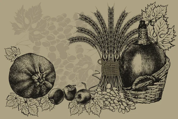 Biyo gıda. Hasat, taze çiftlik sebzeleri, meyve ve whe kulakları