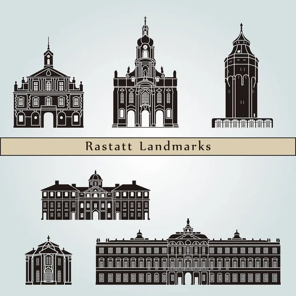 Rastatt Monumentos Monumentos Aislados Sobre Fondo Azul Archivo Vectorial Editable — Archivo Imágenes Vectoriales