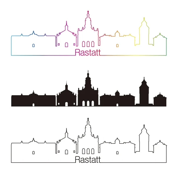 Rastatt Skyline Stile Lineare Con Arcobaleno — Vettoriale Stock