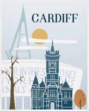 Cardiff VINTAGE poster seyahat