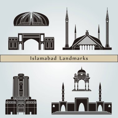Islamabad simge ve düzenlenebilir vektör dosyası mavi arka plan üzerinde izole anıtlar