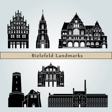 Bielefeld simge ve düzenlenebilir vektör dosyası mavi arka plan üzerinde izole anıtlar