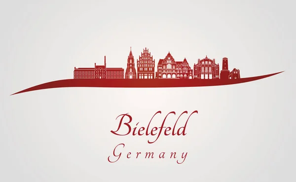 Skyline Van Bielefeld Rode Grijze Achtergrond Bewerkbare Vector Bestand — Stockvector