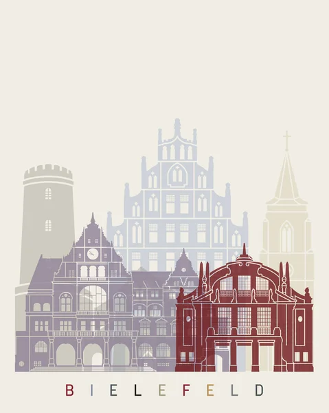 Cartel Del Skyline Bielefeld Archivo Vectorial Editable — Vector de stock