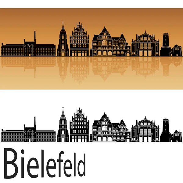 Bielefeld Skyline Fundo Laranja Arquivo Vetorial Editável — Vetor de Stock