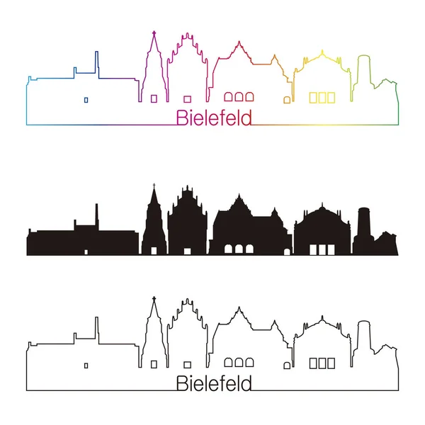 Bielefeld Skyline Linjär Stil Med Regnbåge Redigerbara Vektor Fil — Stock vektor