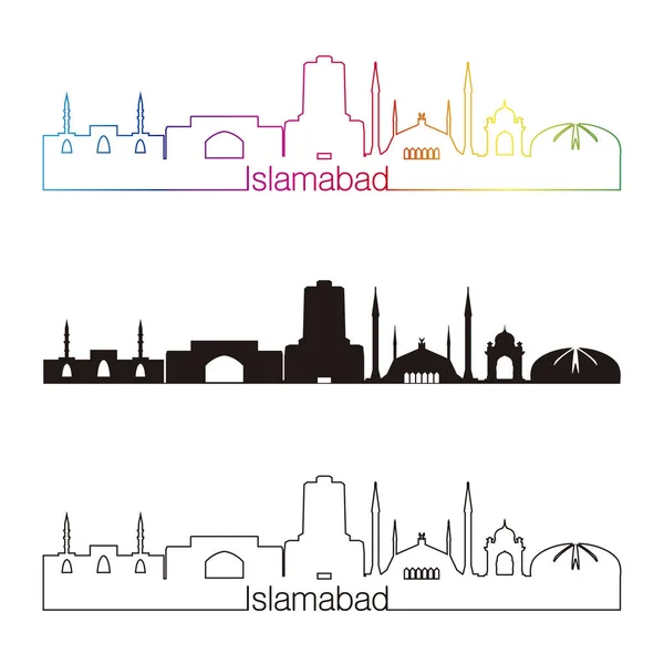 Islamabad Skyline Linearer Stil Mit Regenbogen Editierbarer Vektordatei — Stockvektor