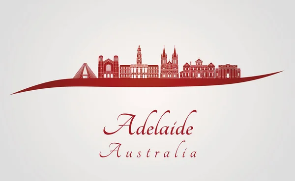 Adelaide Panorama Červené Šedé Pozadí Souboru Upravitelné Vektorové — Stockový vektor