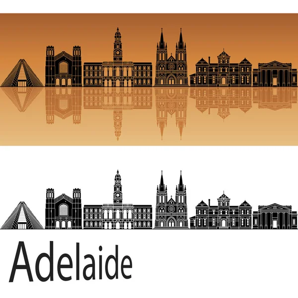 編集可能なベクトル ファイルにオレンジ色の背景でアデレード スカイライン — ストックベクタ