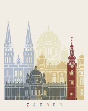 Zagreb manzarası poster düzenlenebilir vektör