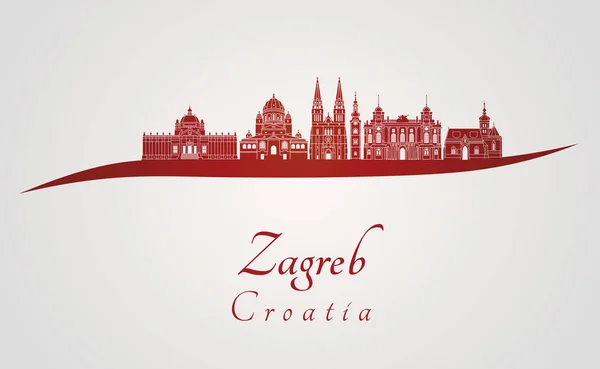 Загреб Skyline Червоний Сірий Фон Файл Можна Редагувати Векторну — стоковий вектор