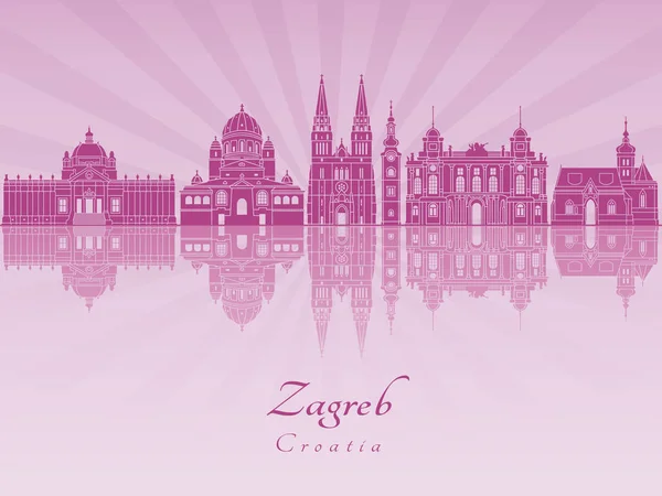 Skyline Zagreb Orquídea Radiante Púrpura Archivo Vector Editable — Archivo Imágenes Vectoriales