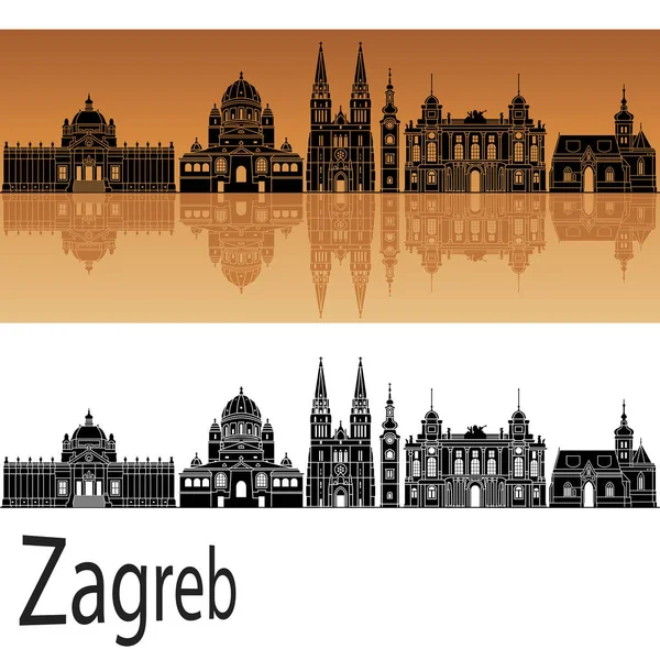 Zagreb Skyline Orangefarbenem Hintergrund Editierbarer Vektordatei — Stockvektor