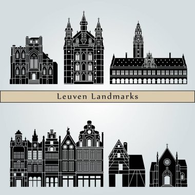 Leuven simge ve düzenlenebilir vektör dosyası mavi arka plan üzerinde izole anıtlar