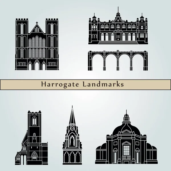 Harrogate Monuments Monuments Isolés Sur Fond Bleu Dans Fichier Vectoriel — Image vectorielle