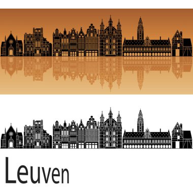 Leuven manzarası düzenlenebilir vektör dosya arka planda turuncu