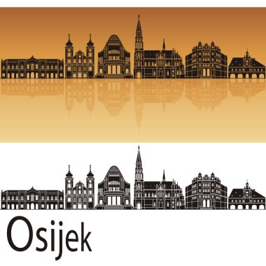 Osijek manzarası düzenlenebilir vektör dosya arka planda turuncu