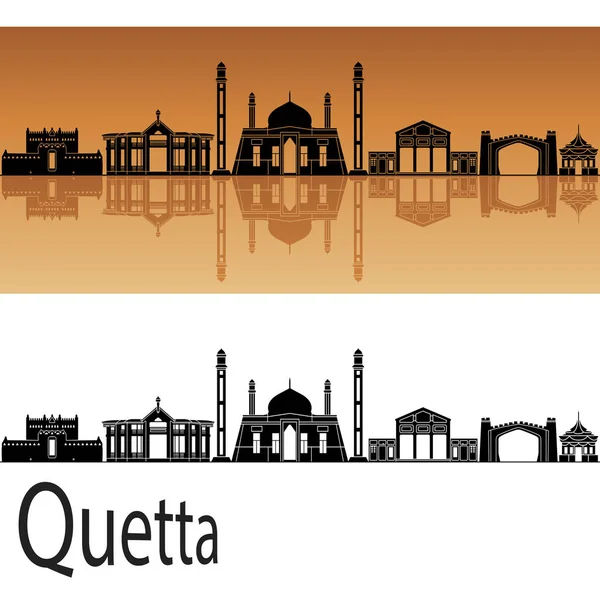 Quetta Skyline Orangefarbenem Hintergrund Editierbarer Vektordatei — Stockvektor