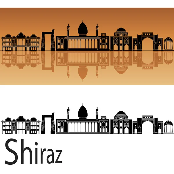 Shiraz Skyline Orange Background Editable Vector File — Stock Vector