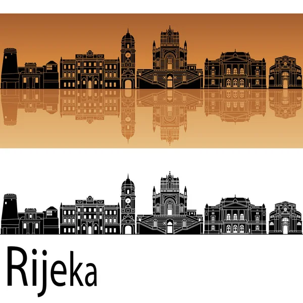 Rijeka Skyline Watercolor Splatters Clipping Path — Stock Vector