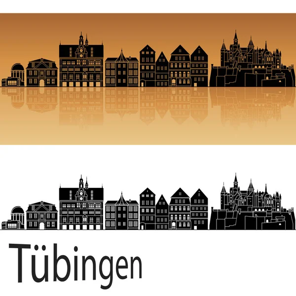 Tbingen Skyline Orange Background Editable Vector File — Stock Vector