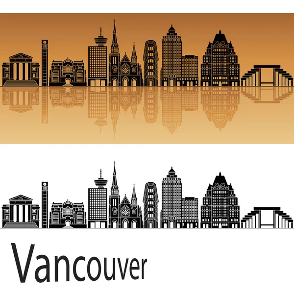 Vancouver Manzarası Düzenlenebilir Vektör Dosya Arka Planda Turuncu — Stok Vektör