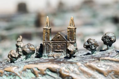 Szombathely, Macaristan, 01 Mayıs 2019. Szombathely Eski şehir meydanı, şehir modeli, detay.