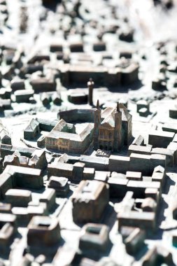 Szombathely, Macaristan, 01 Mayıs 2019. Szombathely Eski şehir meydanı, şehir modeli, detay.