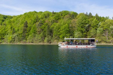11 Mayıs 2019, Plitvice Lakes, Hırvatistan. Genel bakış ve küçük turist