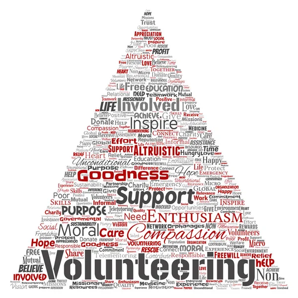 Voluntariado Conceptual Vectorial Caridad Triángulo Humanitario Flecha Roja Palabra Nube — Archivo Imágenes Vectoriales