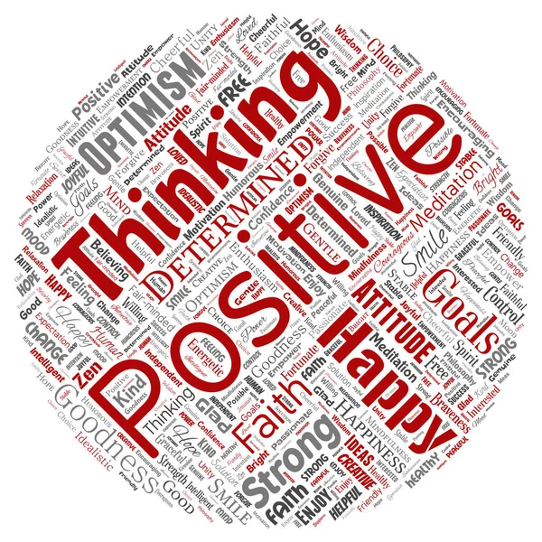 Vector Conceptual Positive Thinking Happy Strong Attitude Circle Red Word — Stock Vector