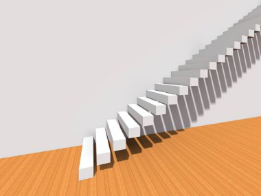 Kavramsal merdiven duvar arka plan bina veya mimari metafor iş başarısı, büyüme, ilerleme veya başarı olarak. yaratıcı adımları riseing üst kadar 3D çizimi vizyon tasarım olarak