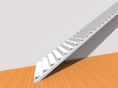 Kavramsal merdiven duvar arka plan bina veya mimari metafor iş başarısı, büyüme, ilerleme veya başarı olarak. yaratıcı adımları riseing üst kadar 3D çizimi vizyon tasarım olarak