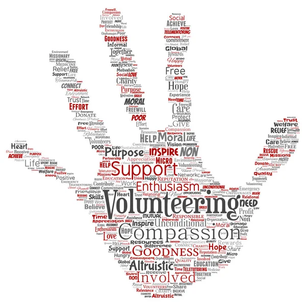 Vector Conceptual Voluntariado Caridad Mano Humanitaria Imprimir Sello Palabra Nube — Archivo Imágenes Vectoriales